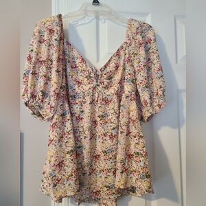 Floral Puff Sleeve Top